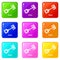 Piston icons set 9 color collection