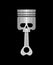 Piston skull emblem of motorcycle club. Piston skeleton Sign Biker club