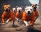 Pit bull dogs in an orange prisoner costume