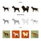 Pit bull, german shepherd, chow chow, schnauzer. Dog breeds set collection icons in black, flat, monochrome style vector