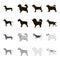 Pit bull, german shepherd, chow chow, schnauzer. Dog breeds set collection icons in black,monochrome style vector symbol