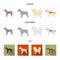 Pit bull, german shepherd, chow chow, schnauzer. Dog breeds set collection icons in cartoon,flat,monochrome style vector