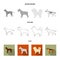 Pit bull, german shepherd, chow chow, schnauzer. Dog breeds set collection icons in flat,outline,monochrome style vector