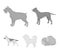 Pit bull, german shepherd, chow chow, schnauzer. Dog breeds set collection icons in monochrome style vector symbol stock