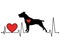 Pit Bull silhouette heartbeat line vector illustration