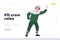 Pit crew roles landing page template with maintenance technician worker waving hand stopping bolide