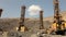 The pit drill panorama, Industrial drilling rig in a quarry, large drilling machine