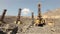 The pit drill panorama, Industrial drilling rig in a quarry, large drilling machine