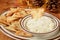 Pita Bread Crackers and cheese dip