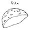 Pita Pocket Bread. Arabic Israel Healthy Fast Food Bakery. Jewish Street Food. Realistic Hand Drawn Illustration