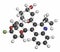 Pitavastatin hypercholesterolemia drug molecule. Atoms are represented as spheres with conventional color coding: hydrogen (white