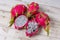 Pitaya, Pitaya, red, fruit, Pitaya red Red dragon fruit, white flesh, sweet, delicious, legendary fruit
