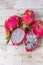 Pitaya, Pitaya, red, fruit, Pitaya red Red dragon fruit, white flesh, sweet, delicious, legendary fruit