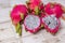 Pitaya, Pitaya, red, fruit, Pitaya red Red dragon fruit, white flesh, sweet, delicious, legendary fruit