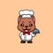 Pitbull Chef Cute Creative Kawaii Cartoon Mascot Logo