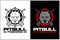 Pitbull with cross rifle and crosshair vector logo template