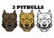 Pitbull Dog Head Line Art Set