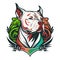 Pitbull dog mascot character logo design with badges