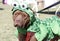Pitbull dressed as a Frog