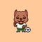 Pitbull Football Cute Creative Kawaii Cartoon Mascot Logo