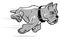 Pitbull Lunging, Side View Shadowed Illustration