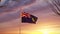 Pitcairn Islands flag at sunset waving in the wind - 3d animation