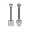 Pitchfork and shovel color icon