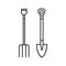 Pitchfork and shovel linear icon