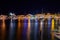 Pithagorio village`s marina in Samos, Greece at night