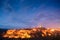 Pitigliano at night in light of lanterns