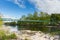 Pitlochry Scotland UK view of River Tummel in Perth and Kinross a popular tourist destination pan