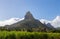 Piton de la Petite with sugarcane blossom mountain in Mauritius