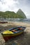 The Pitons and boats St Lucia