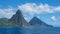 Pitons moutains of Saint Lucia, St. Lucia Caribbean Sea with Pitons