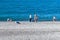 Pitsunda, Abkhazia - June 3.2018. People are resting on central beach of the city