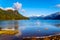 Pitt Lake with the Snow Capped Peaks of the Golden Ears, Tingle Peak and other Mountain Peaks of the surrounding Coast Mountains