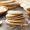 Pitta breads close up. Freshly baked wholegrain flat bread