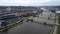 Pittsburgh Cityscape in cloudy day, Pennsylvania. Daytime with business district and river with three bridges in background. PNC