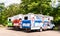 Pittsburgh, Pennsylvania, USA 6/21/20 Three parked bookmobiles from RIFPittsburgh