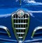 Pittsburgh, Pennsylvania, USA 7/21/2019 The Pittsburgh Vintage Gran Prix, the hood emblem of a blue Alfa Romeo