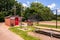 Pittsburgh, Pennsylvania, USA 7/25/2019 The 14th Ward baseball concession stand and bleachers in Frick Park