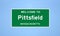 Pittsfield, Massachusetts city limit sign. Town sign from the USA.