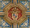 Pius IX coat of arms in ceiling of the Church of Santo Spirito in Sassia, in Rome, Italy.