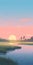 Pixar-inspired Marshland Illustration: Gentle Hues Of Southern Countryside And Coastal Landscapes