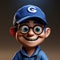 Pixar Style 3d Character With Blue Cap And Glasses