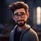Pixar-style 3d Character: Jin With Glasses And Beard
