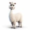 Pixar-style 3d Rendering Of A White Furry Llama On White Background