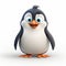 Pixar-style Penguin Character With Blue Eyes On White Background