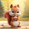 Pixar-style Squirrel Wallpaper: Hd, 3d, White Background, High Resolution
