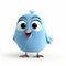 Pixar-style Twitter Bird On White Background